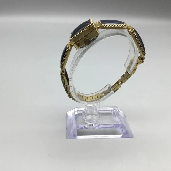 Vintage Chaika Yanka Hidden Dial Womens Watch 20mm Gold Tone Blue Manual Wind